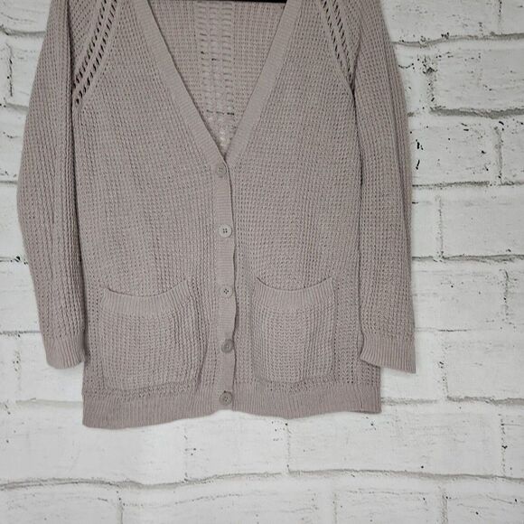 BP Tan Long Sleeved Button-Up Women's Knit Sweater Boyfriend Cardigan Size Small - Picture 7 of 11